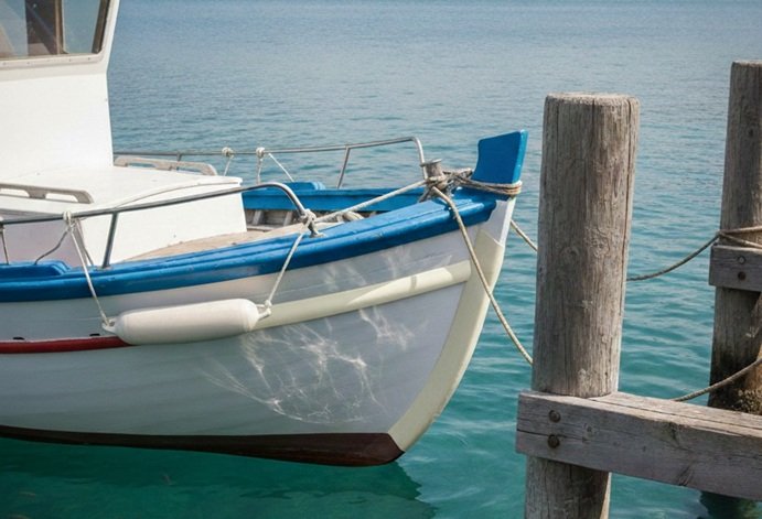 Barco con defensa negra detalle